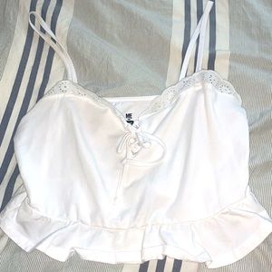White PacSun Crop Top with Tie in Front